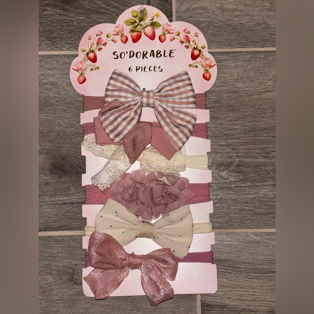 Pink and Cream Hair Bow Set